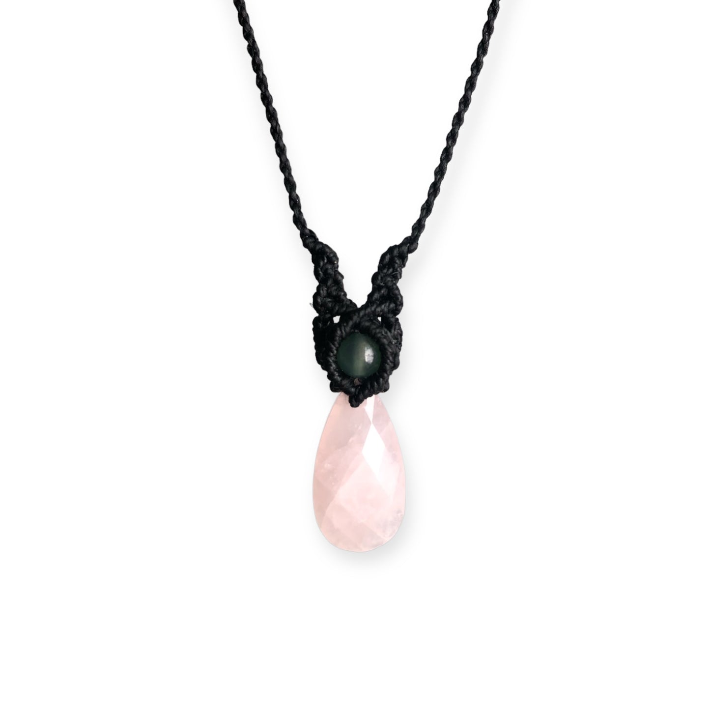 Rose Quartz & Aventurine Macrame Necklace