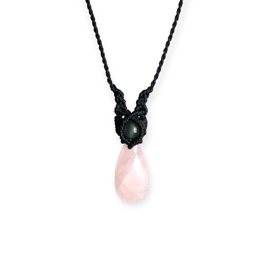 Rose Quartz & Aventurine Macrame Necklace