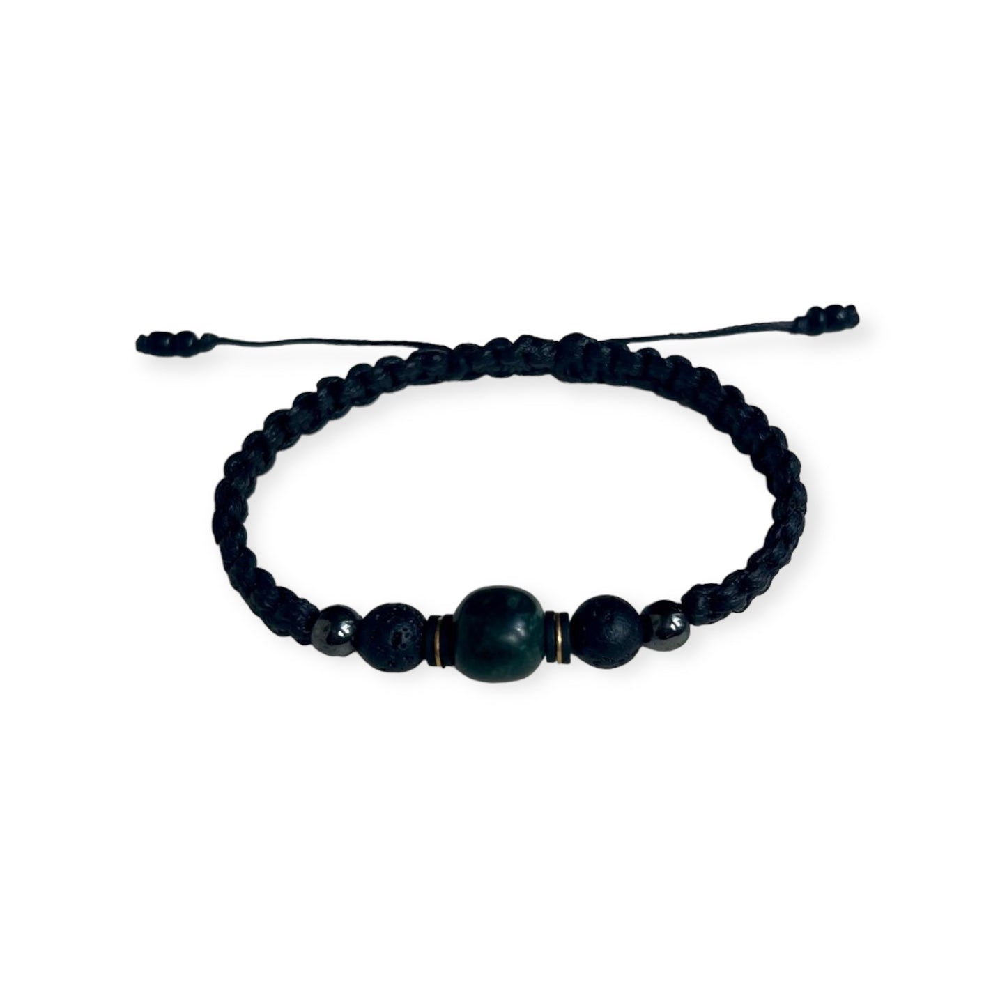 Mexican Jade & Lava Bead Macrame Bracelet 2