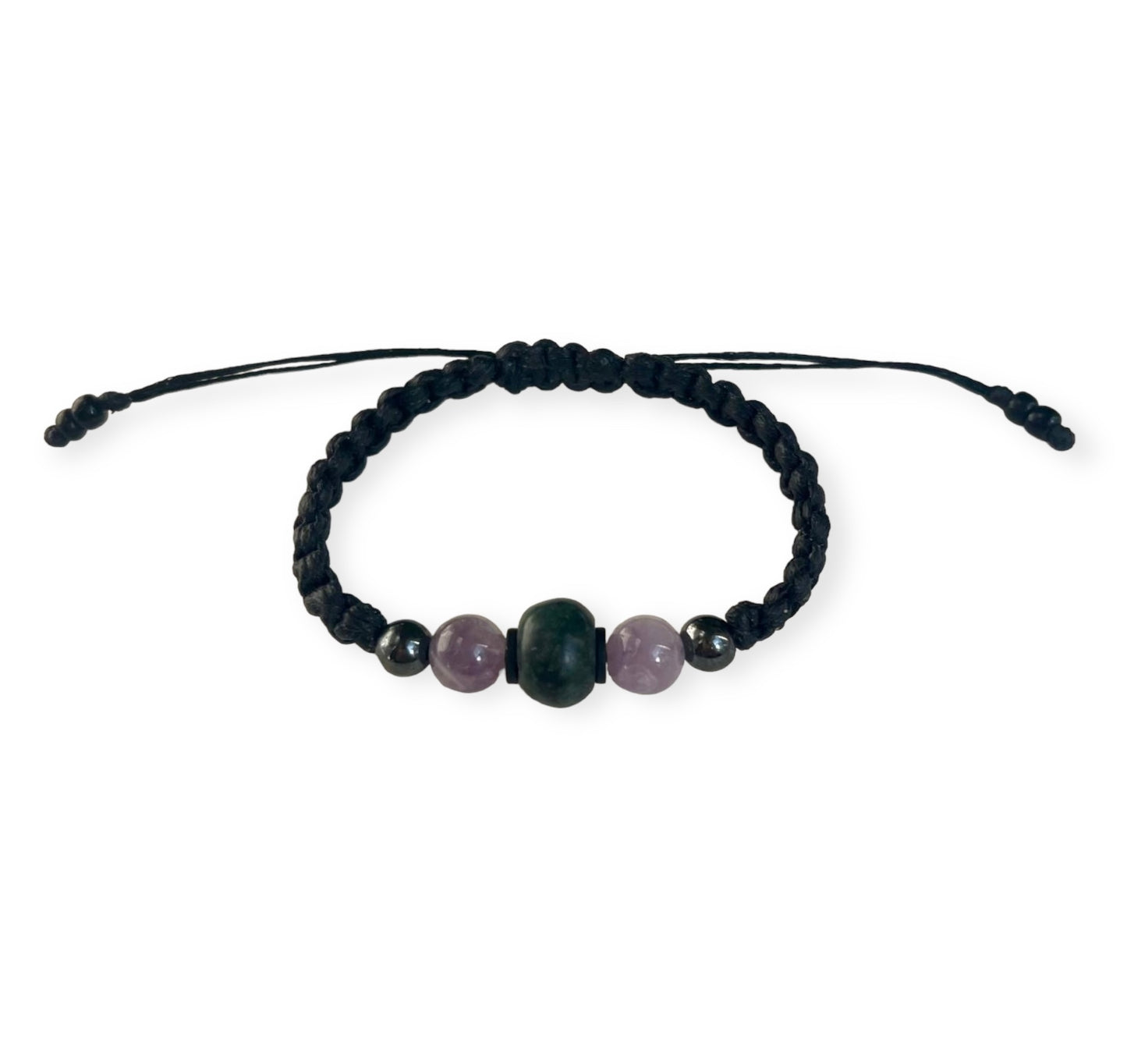 Mexican Jade & Amethyst Macrame Bracelet 1