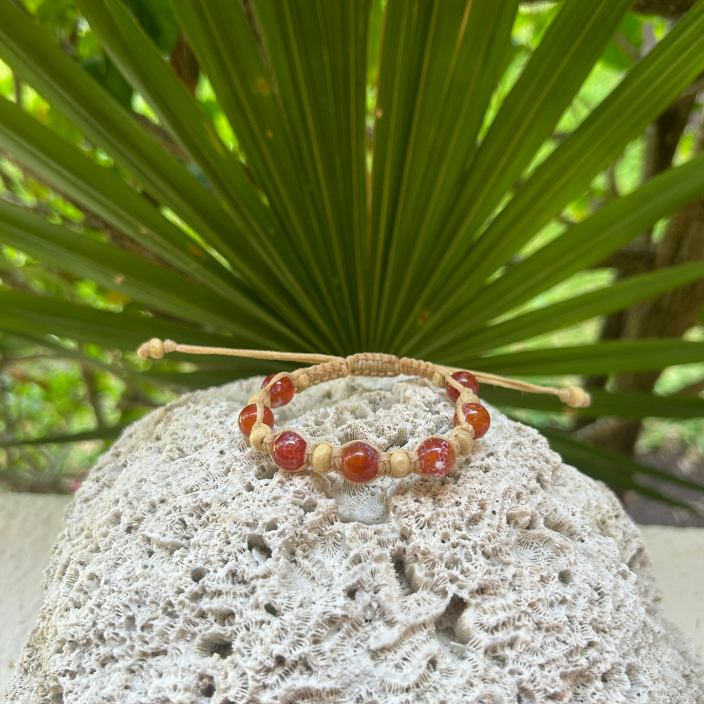 Orange Agate Macrame Bracelet