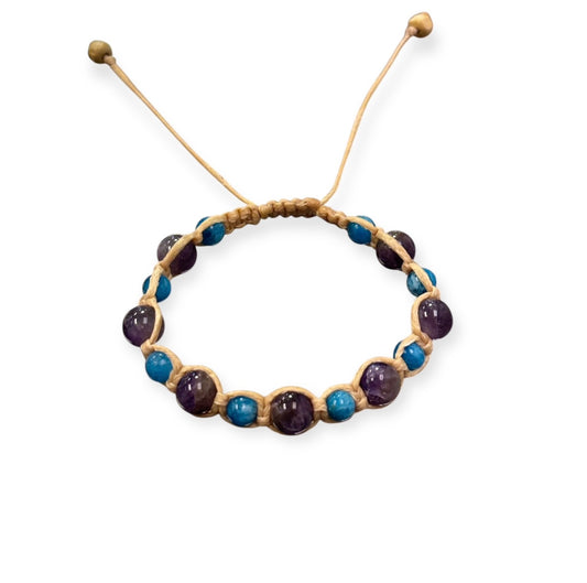 Amethyst & Apatite Macrame Bracelet