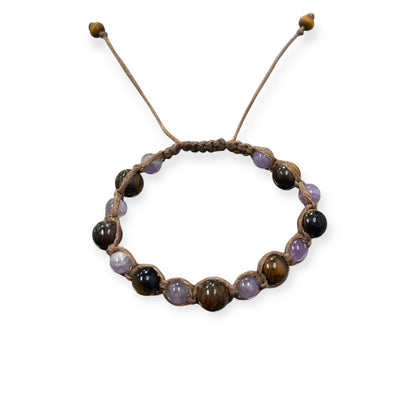 Amethyst & Tiger Eye Macrame Bracelet
