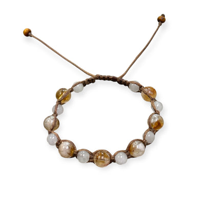 Citrine & White Jade Macrame Bracelet