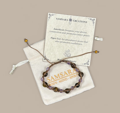 Amethyst & Tiger Eye Macrame Bracelet