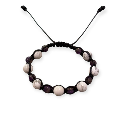 Howlite & Amethyst Macrame Bracelet