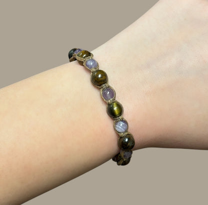 Amethyst & Tiger Eye Macrame Bracelet