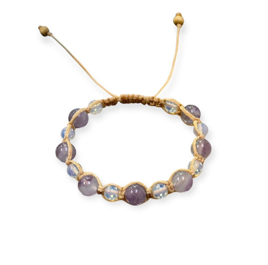 Amethyst & Opalite Macrame Bracelet