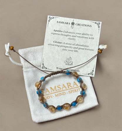 Citrine & Apatite Macrame Bracelet