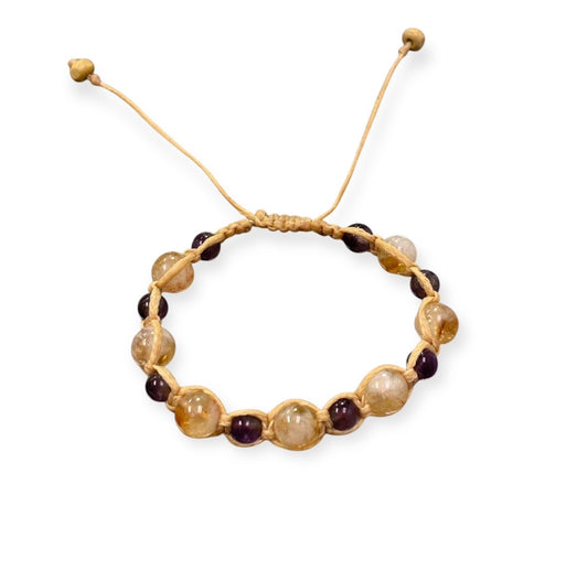 Citrine & Amethyst Macrame Bracelet