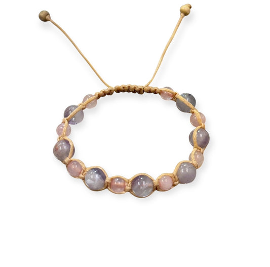 Amethyst & Rose Quartz Macrame Bracelet