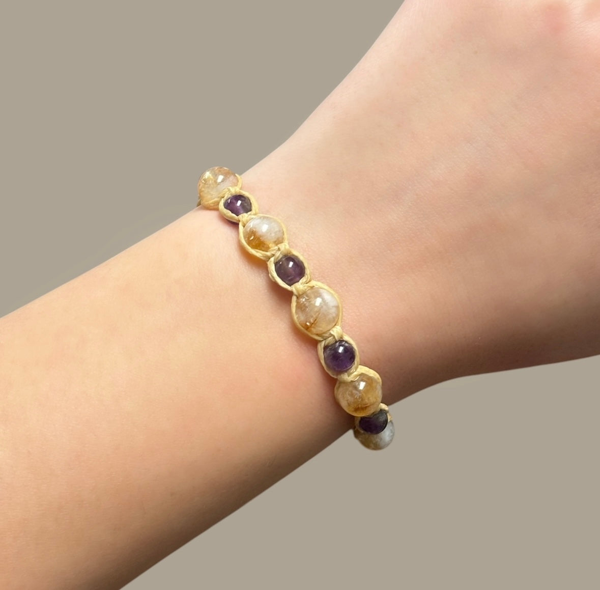 Citrine & Amethyst Macrame Bracelet