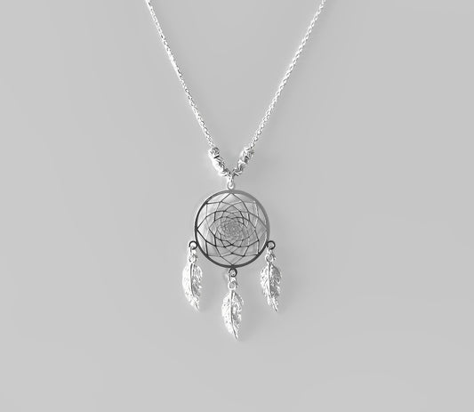 Silver Necklace Dream Catcher