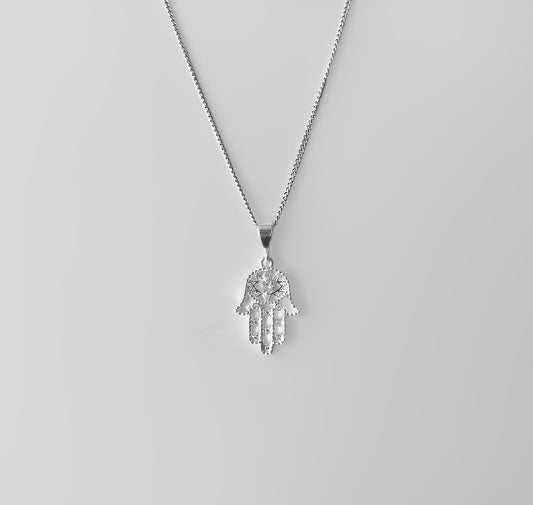 Silver Pendant Fatima Hand Zirconia Medium