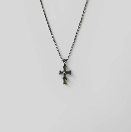 Silver Pendant Colorful Cross