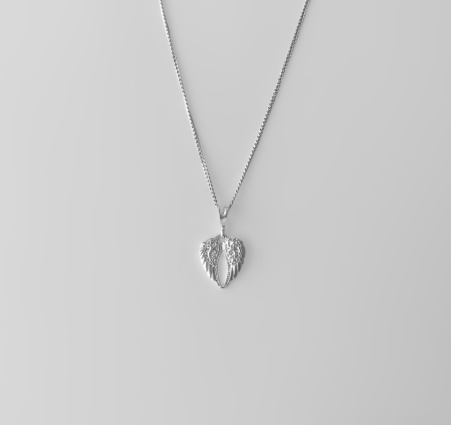 Silver Pendant Angel Wings Heart