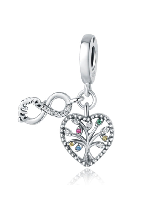 Infinity Heart Tree Charm