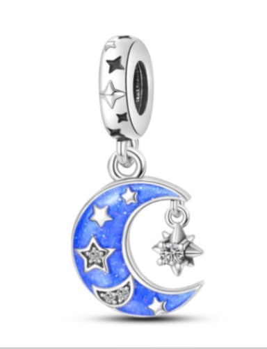 Blue Moon Silver Star Charm