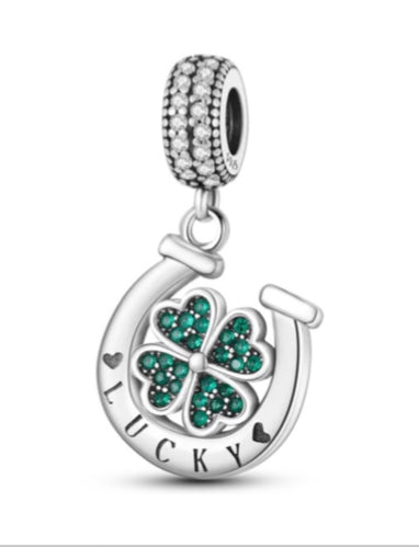 Lucky Four Leaf Clover & Horse Shoe Charm