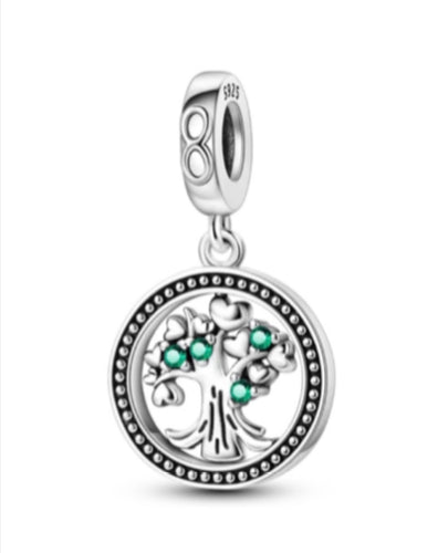 Green Circle Tree of Life Charm