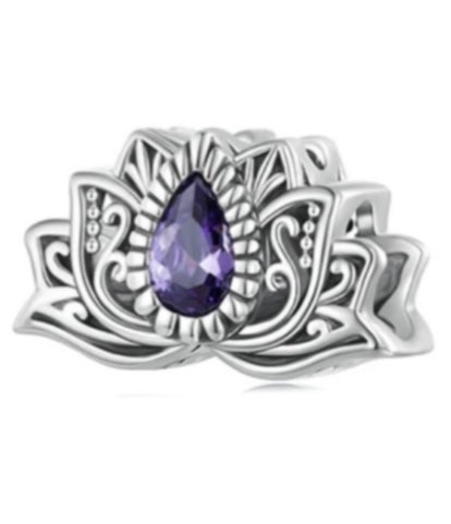 Amethyst Lotus Flower Charm