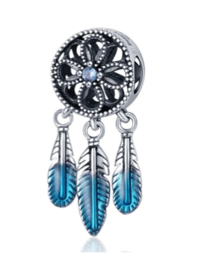 Dream Catcher Blue Feather Charm