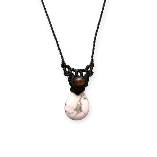 Howlite & Tiger Eye Macrame Necklace