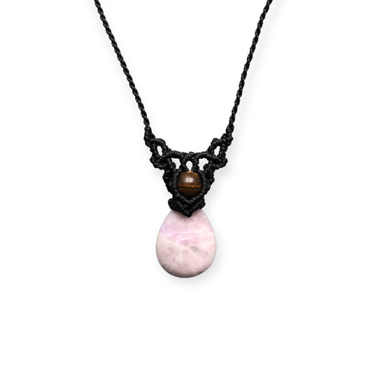Lilac & Tiger Eye Macrame Necklace