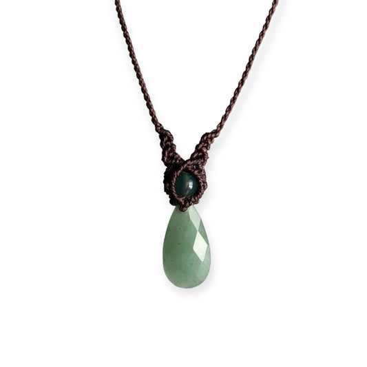 Aventurine Macrame Necklace Brown