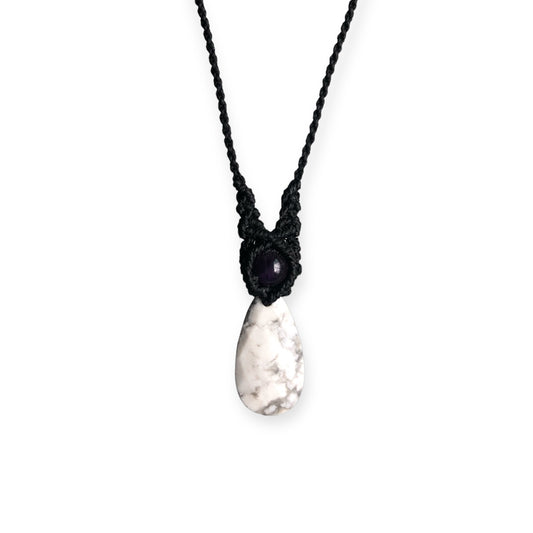 Howlite & Amethyst Macrame Necklace