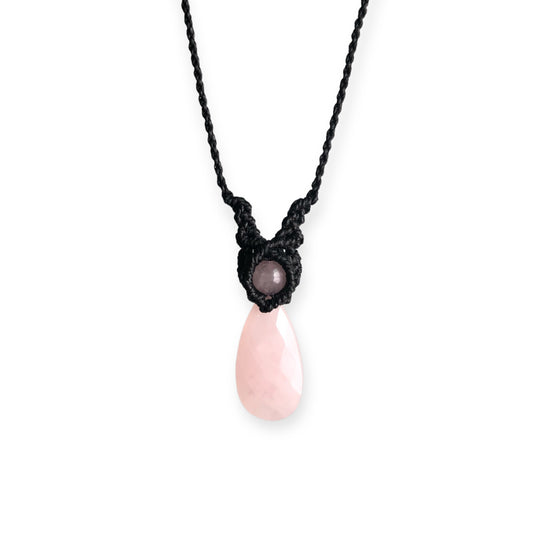Rose Quartz Macrame Necklace