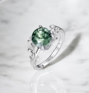 Moss Agate Ajustable Ring